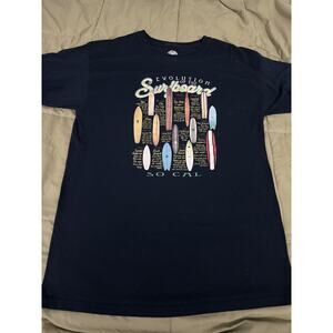 “Surfboard, Evolution of the” L t-shirt brown, images of boards from 1920-2005